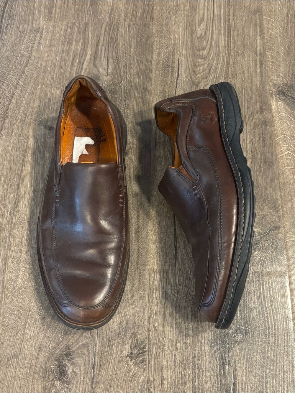 Timberland Brown Leather Slip On Loafers Sz 12-12.5 Smart Comfort System 73514